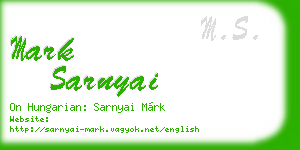 mark sarnyai business card